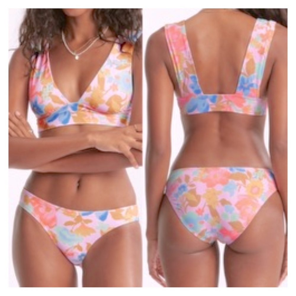 Billabong Pick Me Up Plunge Bikini Top + Matching Lowrider Bikini Bottom NWT - Picture 9 of 9